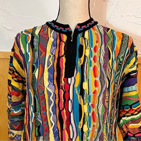 COOGI Australia Authentic Vintage 90’s Psychedelic 1/4 Zip Sweater Sz-M - Picture 2 of 11